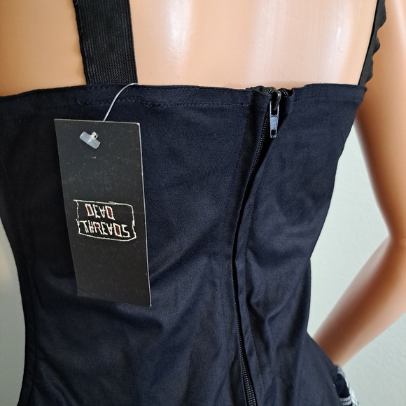 Dead Threads Goth Dress Plaid Black White Frill Lace Mini Dark Academia - Picture 6 of 11